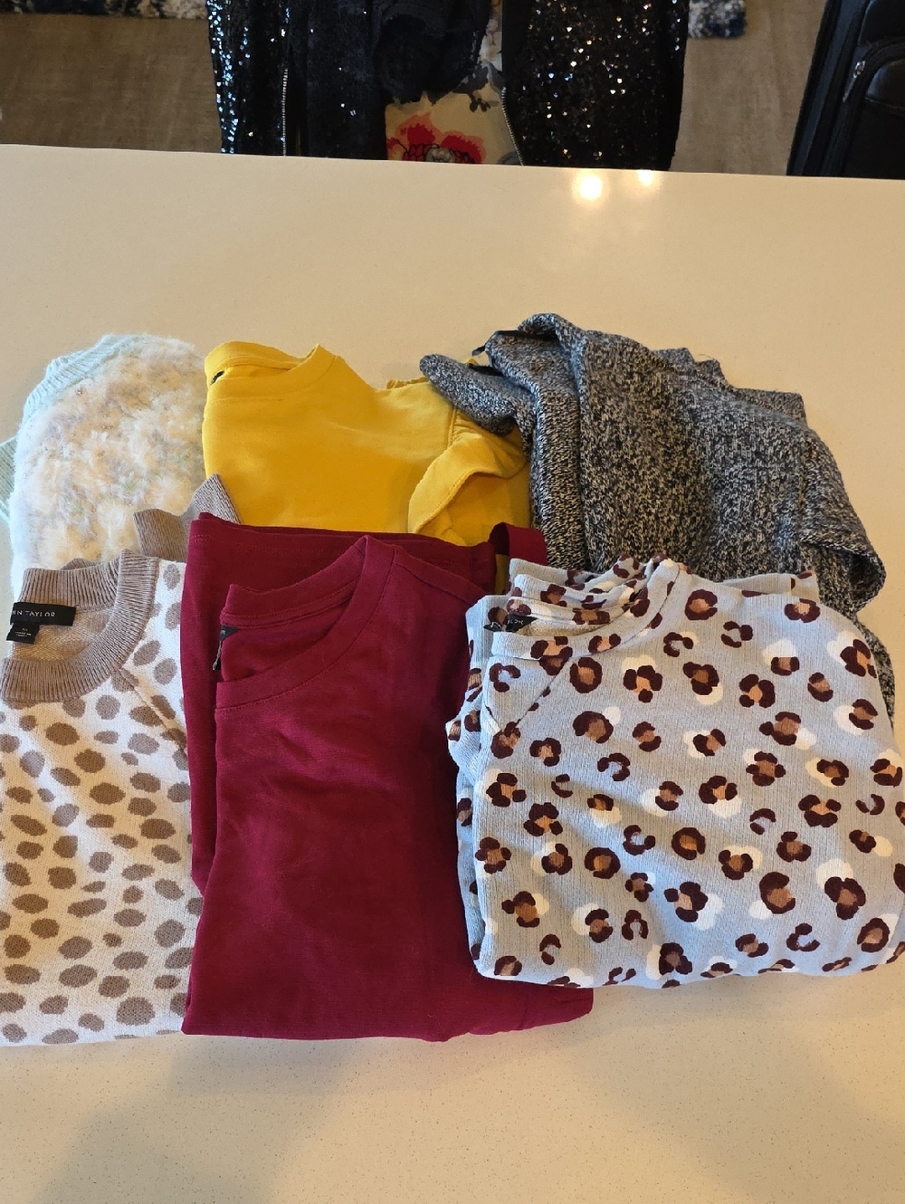 Ann Taylor Mixed Women’s Tops - Yellow, Maroon, Gray, Cream Leopard